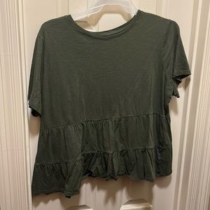 Olive tiered babydoll top